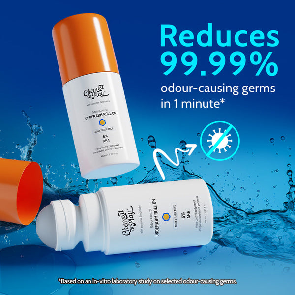 5% AHA Underarm Roll On for Odour Control & Pigmentation (Aqua) - 40 ml